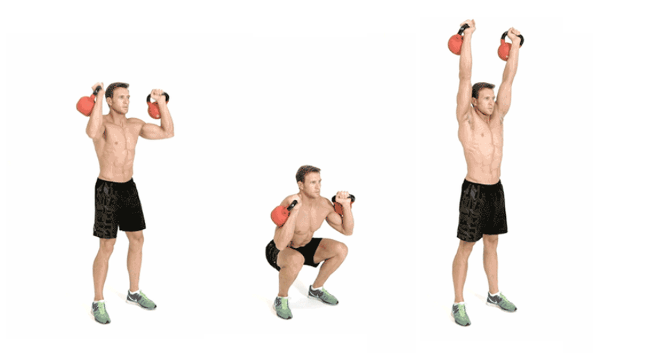 Dynamic overhead kettlebell presses engage all major muscles